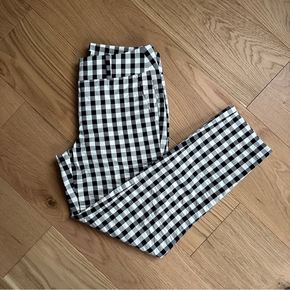 Ann Taylor Loft Marissa Straight Pants Black & White Check Size 2